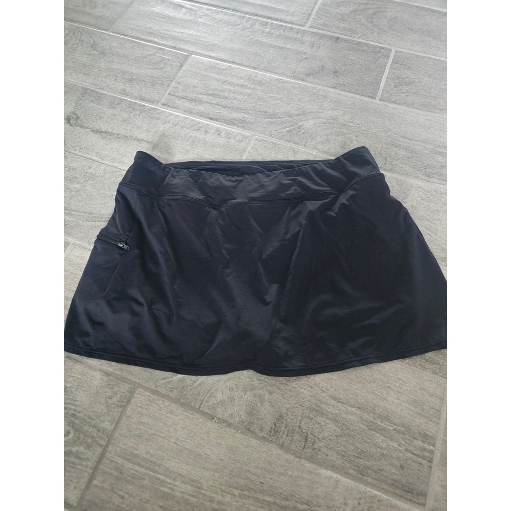 Beach House Womens Black Swim Skort Size 16 Built-in Shorts Zipper Pocket